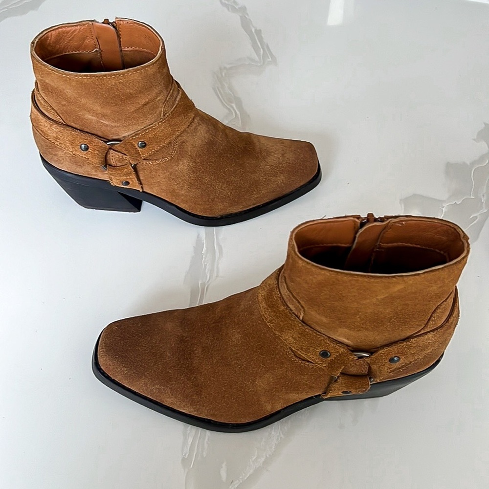 Band of the Free Rowan Brown Suede Moto Ankle Booties Womens 7.5 4000204636